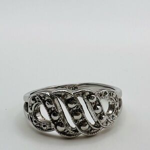 Vintage Avon Monaco Ring Size 7 Silver Tone Simulated Marcasite